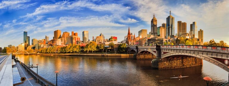 Melbourne city scenic view from across the river